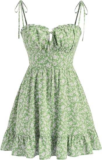 Womens Summer Dresses Floral Spaghetti Strap Cute Vacation Sundress Dress Boho Casual Outfits