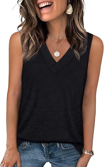 Tank Tops for Women Summer V Neck T Shirts Trendy Sleeveless Basic Tee Loose Fit 2025 Fashion