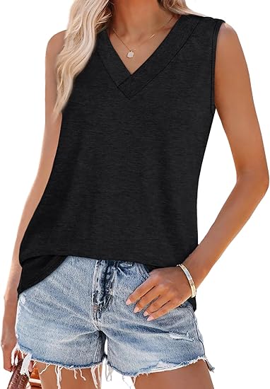 Tank Tops for Women Summer V Neck T Shirts Trendy Sleeveless Basic Tee Loose Fit 2025 Fashion