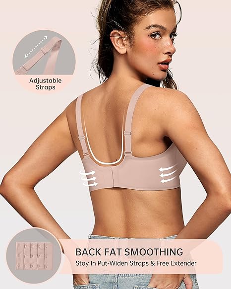 Womens Deep V Bras Wireless Comfortable Bra Supportive No Underwire Bras Tshirt Push Up Bralettes Plunge Seamless Bra
