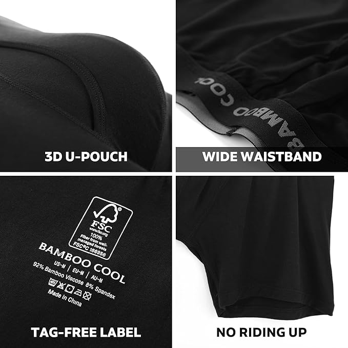 Men's Ultra Breathable Underwear,No Riding Up Boxer Briefs with ComfortFlexible Waistband,Multipack