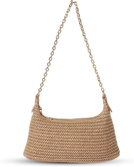 Women's Straw Woven Beach Bag Summer Vacation Shoulder Purse